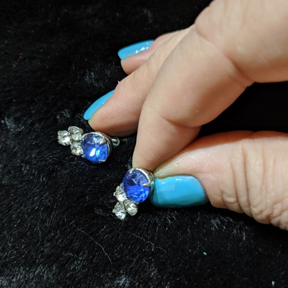True Vintage Sapphire Screw Back Earrings